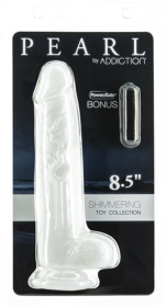 ADDICTION PEARL 8.5 DONG PEARL WHITE TPE W/ BULLET "