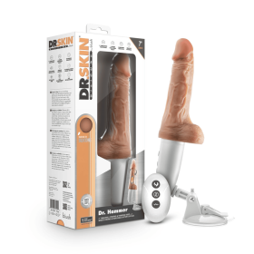 DR SKIN SILICONE DR HAMMER 7IN THRUSTING DILDO W/ HANDLE BEIGE