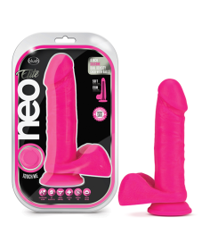 NEO ELITE 8 SILICONE DUAL DENSITY COCK W BALLS NEON PINK "