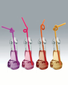 GLITTERATI PENIS 6OZ DRINKING GLASS PACK OF 4