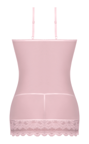 SEABREEZE LACE UP CHEMISE & G SET BLUSH L/XL