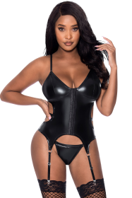 CLUB CANDY BASQUE & CHEEKY PANTY BLACK L/XL