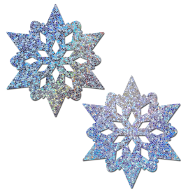 SILVER GLITTER SNOWFLAKES NIPPLE PASTIES