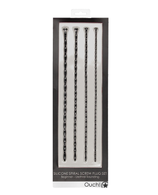 SILICONE SPIRAL SCREW PLUG SET BEGINNER URETHRAL SOUNDING BLACK