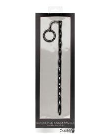 SILICONE PLUG & COCK RING SET URETHRAL SOUNDING BLACK