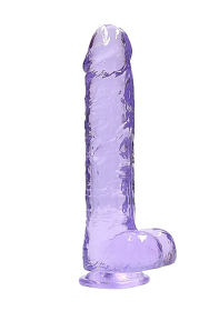 REALROCK REALISTIC DILDO W/ BALLS 10IN PURPLE