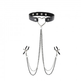 SEX & MISCHIEF AMOR COLLAR W/ NIPPLE JEWELRY