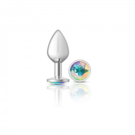 CHEEKY CHARMS ROUND CLEAR IRIDESCENT MEDIUM SILVER PLUG