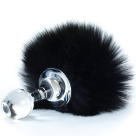 Classic Magnetic Faux Fur Bunny Tail Short-Small Plug (Color: Black)