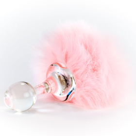 Classic Magnetic Faux Fur Bunny Tail Short-Small Plug (Color: Pink)