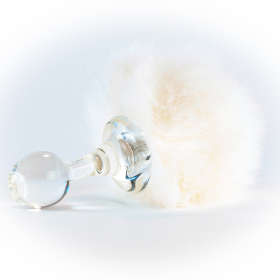 Classic Magnetic Faux Fur Bunny Tail Short-Small Plug (Color: White)