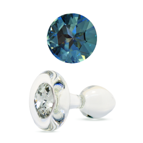 Classic Small Bulb - Short Stem Plug with Crystal Base (Color: Blue)