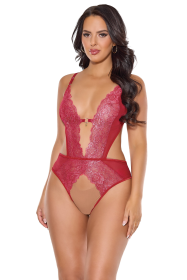 Fireside Crotchless Teddy (Color: Red, size: OSXL)