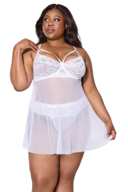 Closer Still Babydoll Set (Color: White, size: m)