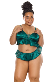 Jade Bralette & Panty (Color: Green, size: OSXL)